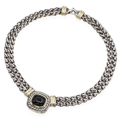 Collar David Yurman Cadena Doble Trigo Ónix Negro Plata de Ley y Oro 14k Foto 1 de 4