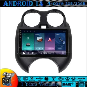 9"Android 14 Head Unit Radio GPS SATNav DAB Carplay For Nissan March Micra 10-13 - Picture 1 of 12