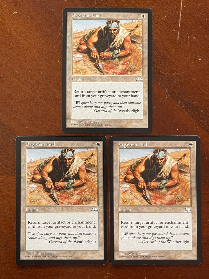 3 x MTG Magic the Gathering Weatherlight Argivian Find LP - Image 1 of 1