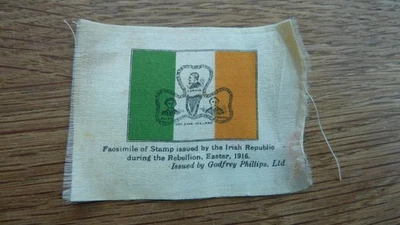 WW1 ORIGINAL  PHILLIPS CIGARETTE SILK IRISH REPUBLIC FLAG EASTER REBELLION 1916 - Image 1 of 2