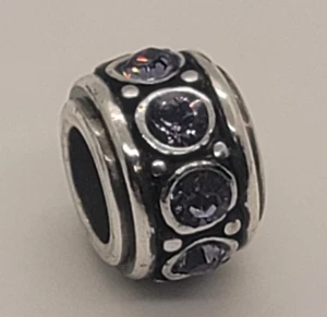 Charm distanziatore Brighton Glam viola e argento perline con cristalli Swarovski - Foto 1 di 1