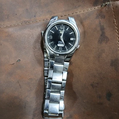 Seiko 5  7s26 02F0 Day/Date With Skeleton Back 21 Jewel Automatic Stainless  - Image 1 of 4