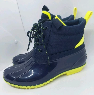 Tommy Hilfiger Haryett Pato Botas Azul Verde-Amarillo Para Mujer Talla 9M Lluvia Foto 1 de 4