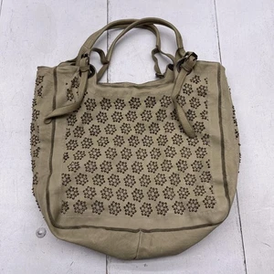 ERRELEVENTIDUE Leather Tote Shoulder Bag Womens Beige Made in Italy Laser Cut - Picture 1 of 10