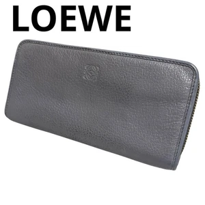 Used Loewe Amazona long wallet in grey leather Authentic Japan - Picture 1 of 12