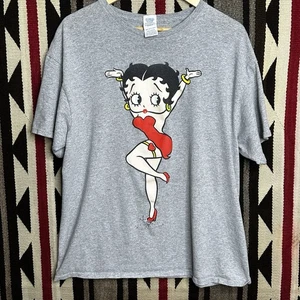 Y2K Vintage Betty Boop T-Shirt Distressed Grau Gr. XL - Bild 1 von 5