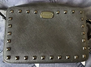 Black Michael Kors Sandrine Studded Crossbody Bag - Picture 1 of 9