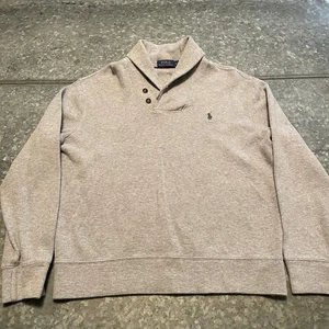 Polo Ralph Lauren maglia collo sciallato pullover maglione uomo grande grigio cotone - Foto 1 di 10