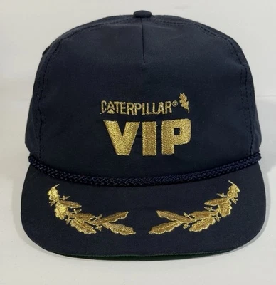 Boné chapéu lagarta vintage azul VIP folha de ouro corda trançada Strapback Tonkin EUA - Imagem 1 de 4