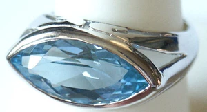 Gorgeous Lab Simulated Aquamarine Silver Ring March #n21 - Picture 1 of 4