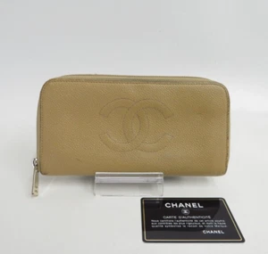 Authentic CHANEL CC Leather Zip Around Zippy Long Wallet #38478 - Picture 1 of 24