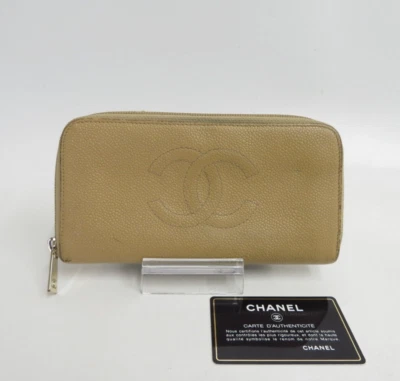 Auténtica billetera larga Chanel CC de cuero con cremallera alrededor #38478 Foto 1 de 4