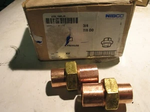 NUEVO EN CAJA 2 PIEZAS NIBCO 633W 3/4 WROTH UNIÓN DE COBRE 3/4" 582PSI MAX P7512 - Imagen 1 de 3