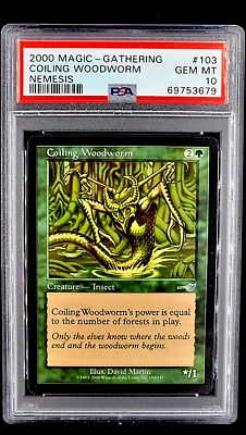 2000 MtG Magic the Gathering Nemesis #103 Coiling Woodworm Uncommon PSA 10 POP 1 - Image 1 of 4