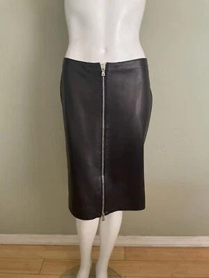 Dolce and Gabbana черная кожаная юбка-карандаш с передней и задней молнией размер 40 - Изображение 1 из 4