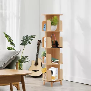 4 Layers Rotating Bookshelf Bookcase Storage Rack Floor Standing Display Holder - Picture 1 of 20