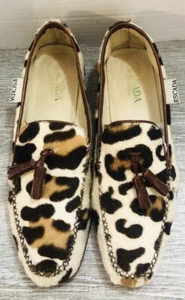 Escada Women’s Sz 8.5 Animal Fur Loafer Moccasin - Picture 1 of 9