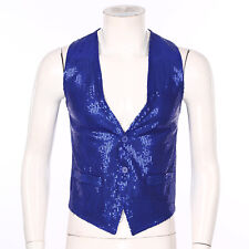 Mens Womens Vest Role Play Costume Cosplay Hat Hem Outfit Glittery Necktie Top