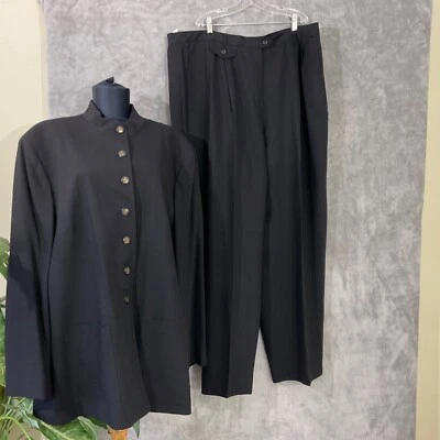 Lauren RALPH LAUREN Wool blend  2 Piece Pant Suit Women 22W Crown Crest Buttons - Image 1 of 4