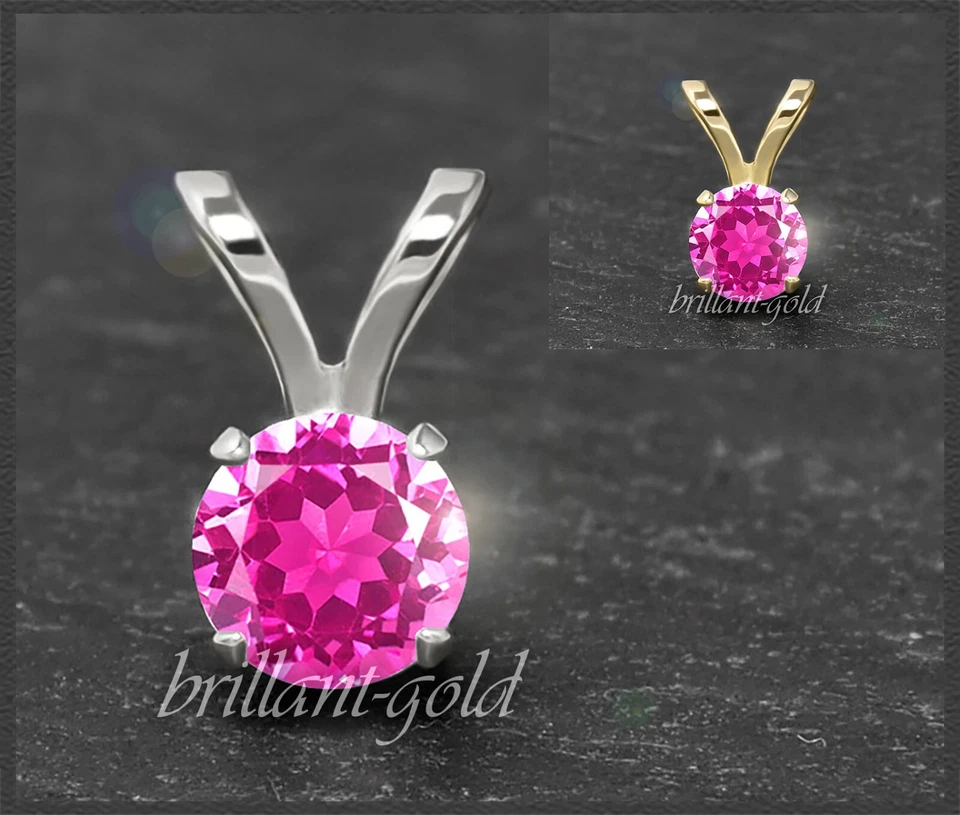 Anhänger aus 585 Gold, pinker Topas 4, 5, 6, 7 mm, Gleiter in Gelbgold, Weißgold - Bild 1 von 4