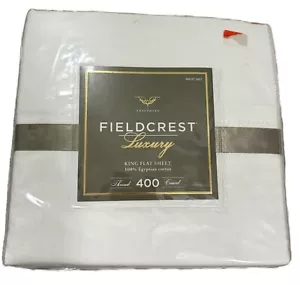 Vintage Luxury Field FLAT Sheet KING 100% Egyptian Cotton 400 Thread Count White - Picture 1 of 2