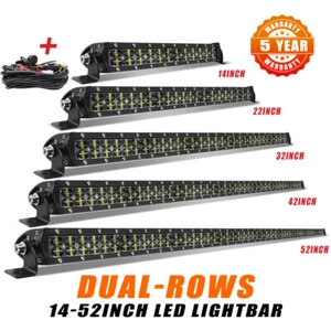 Dual Row LED Work Light Bar 8/14/22/32/42/52" Offroad Combo Beam For 4X4 Truck - Picture 1 of 27