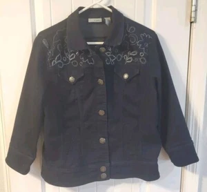 Giacca jeans Chicos taglia 2 media antracite denim perline manica 3/4 ricamo - Foto 1 di 4
