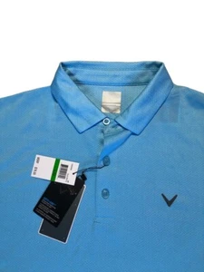 Men's Callaway Short Sleeve Stretch Wicking Golf Polo Shirt Large Lite Blue - Picture 1 of 7