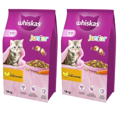 2 x 14 kg Doppelpack WHISKAS Junior Chicken ( Huhn ) Trockenfutter für Kätzchen - Bild 1 von 3