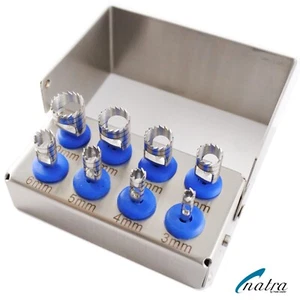Dental Trephine Kit 8 drills Silver with FREE Bur Holder Dental Implants Set - Picture 1 of 5