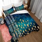 2/3Pcs Bed Decorate Fish Quilt Doona Duvet Cover Set Single Double Queen Size