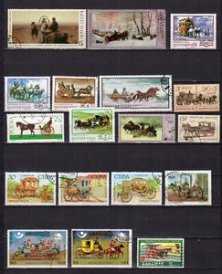 chevaux et calèche un lot de 15 timbres oblitérés /TE5565 - Imagen 1 de 1