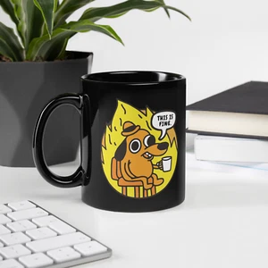 This is Fine Meme Mug - 11oz Premium Ceramic Mug, Funny Meme Dog Mug, funny Gift - Picture 1 of 4