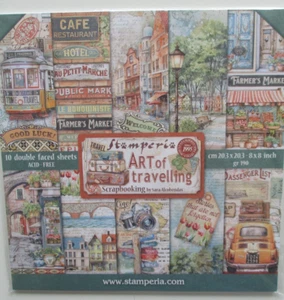 Stamperia Confezione Carta Scrapbook 8x8" - Arte del Viaggio - 10 Fogli - Foto 1 di 2