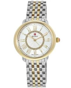 New Michele Serein Mid Two-Tone 18K Gold Diamond Dial Women's Watch MWW21B000148 - Picture 1 of 3