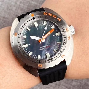 Orologio Uomo Automatico 20ATM 42mm Tandorio Quadrante Nero Perla NH35A Vetro Zaffiro - Foto 1 di 8