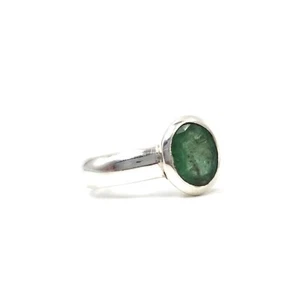 925 Silber Ring grüner Smaragd 1.19ct Schmuck Emerald Bandring Solitär 18.4 / 58 - Bild 1 von 15