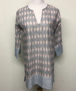 Rock Flower Paper Damen Tunika Cover Up Gr. S grau weiß V-Ausschnitt 3/4 Arm Neu mit Etikett - Bild 1 von 8
