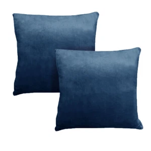 Augusta Navy Pair of Flannel Fleece European Pillowcases 65 x 65 cm by Alastairs - Picture 1 of 2