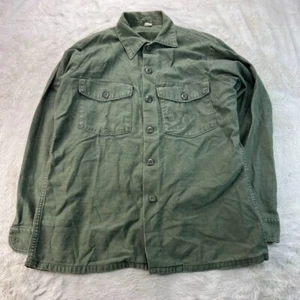 Vintage L.A. Co. Camicie militari carcere uomo 15 1/2 x 33 (media) verde invecchiato - Foto 1 di 15