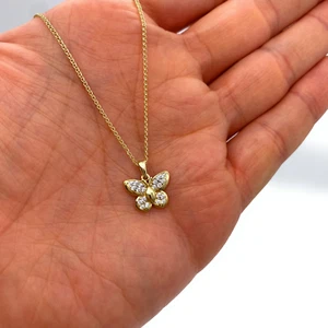 9ct Gold Butterfly Pendant Necklaces for Womens Valentines Day Gift for Her NEW - Picture 1 of 12