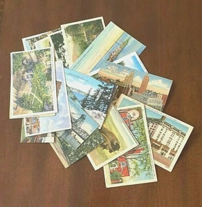 VINTAGE~RARE !!~LOT OF 16~LINEN POSTCARDS~VARIOUS LOCATIONS~LOT MISC.#A - Picture 1 of 7