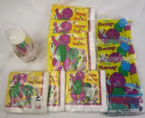 Vintage 1995 Barney Birthday Party New Old Stock Supplies;Napkins, Balloons,Cups - Picture 1 of 15