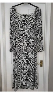 NEW Lipsy Dress Friends Like These Zebra Pattern NWOT Black White Size 12 - Picture 1 of 6