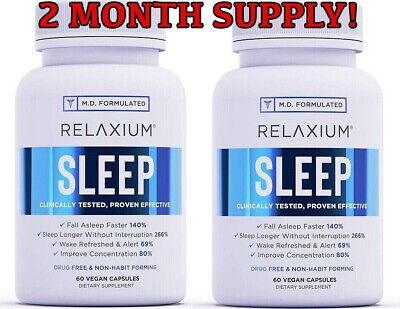 RELAXIUM All Natural Sleep Aid Non-Habit Forming/MD Formulated 2 MONTH SUPPLY!! • 49.95$