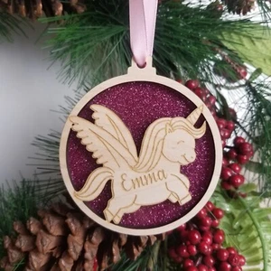 Appendiabiti Albero Unicorno Natalizio Personalizzato Decorazione NATALE Nome Regalo per Bambine - Foto 1 di 7