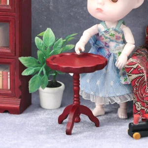 1:12TH Scale Dolls House Miniature Red Round Coffee Table Furniture Accessories - Picture 1 of 8