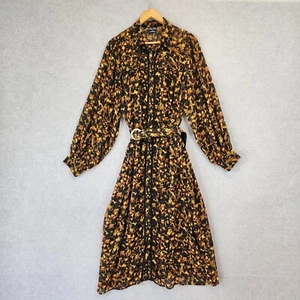 CITY CHIC Dress Womens Medium 18 Animal Print Leopard Boho Belt Button Midi - Picture 1 of 18