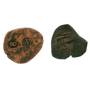 2 Copper Spanish Colonial Pirate Cob Treasure Coins 1500's-1700's good detail - Picture 1 of 2