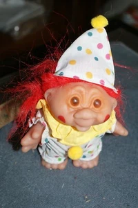 Norfin Troll Dam Doll Clown Red Hair Outfit 5" NEW 1986 Open Mouth  - Picture 1 of 3